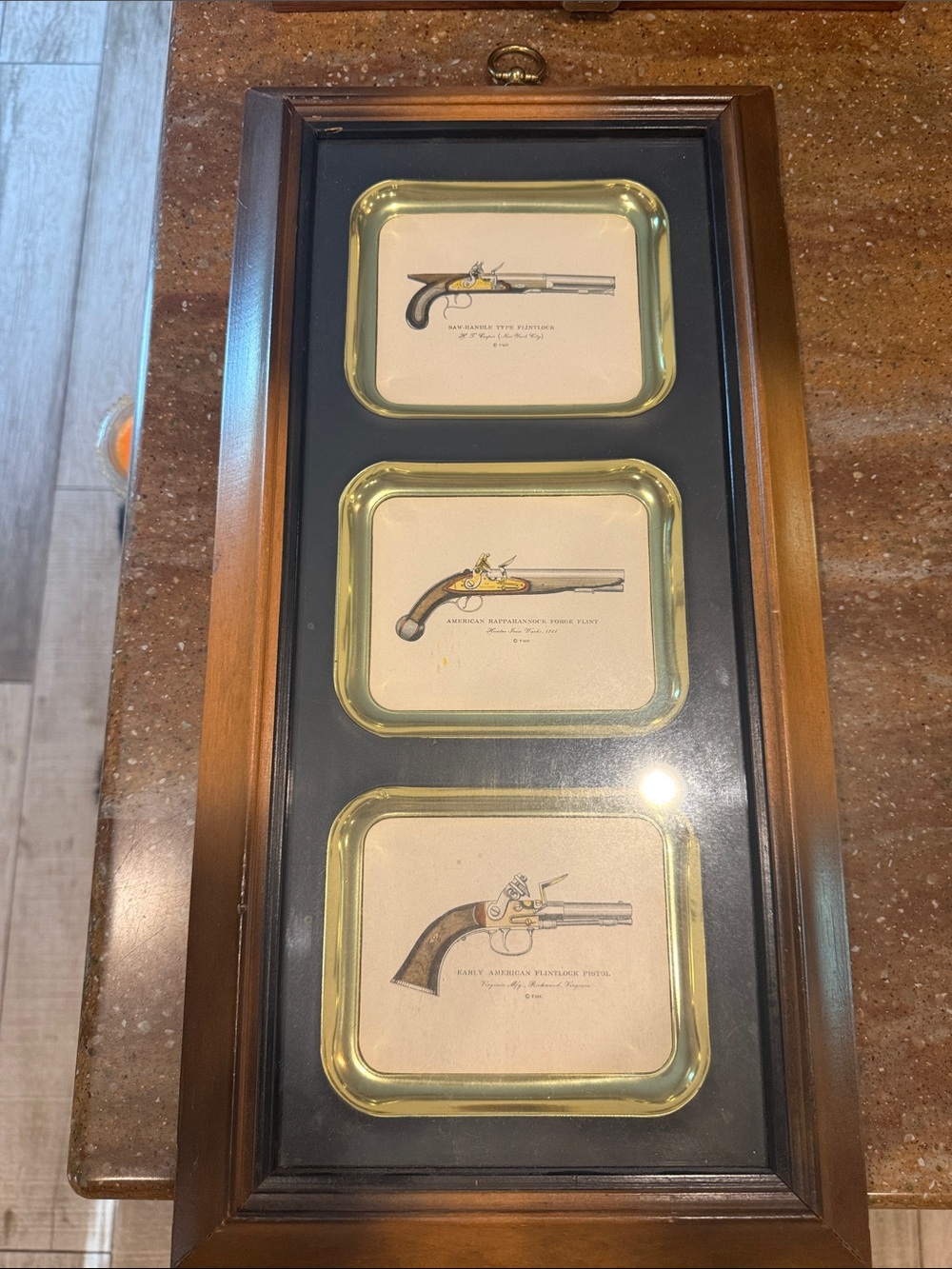 Turner Wall Accessory Shadowbox Framed Triple Vintage Pistol Art Prints